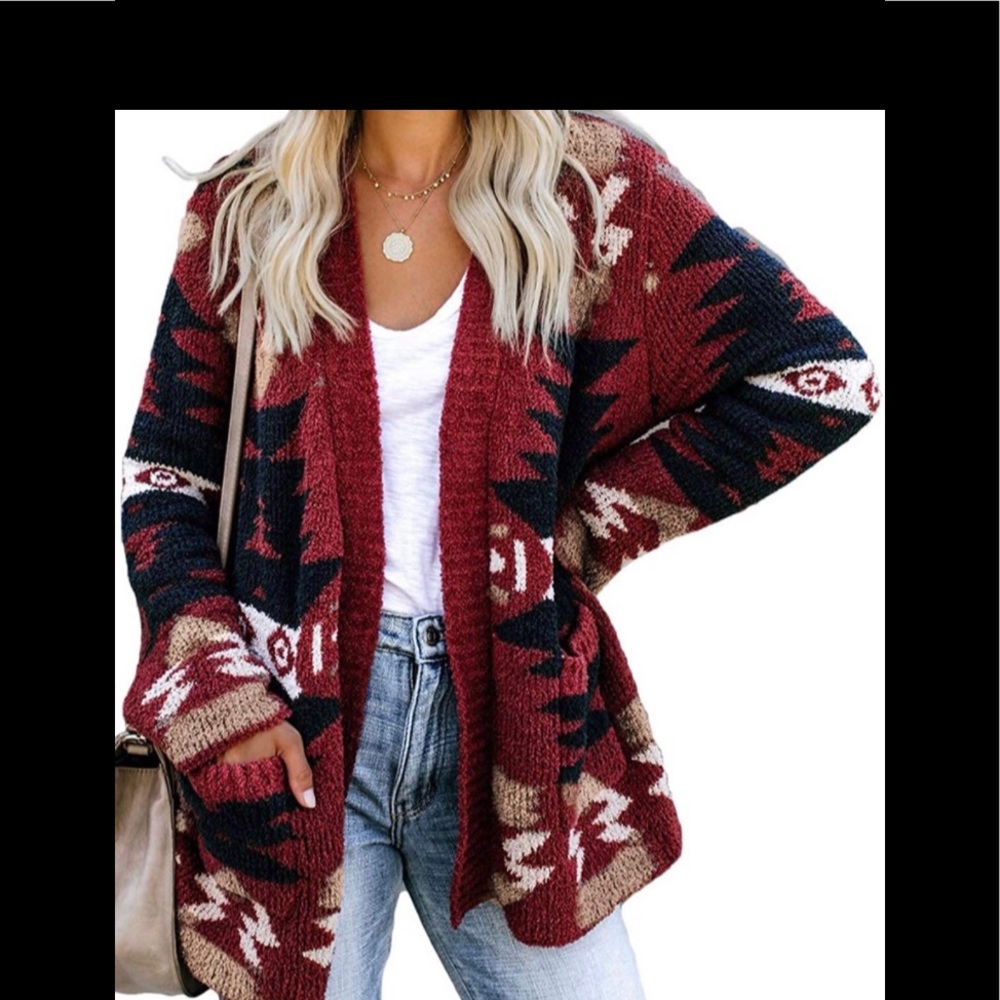 Cozy Native Aztec Boho Blanket Cardigan Sweater